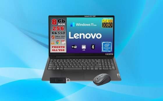 Notebook Lenovo con Windows 11: su Amazon in offerta a 297 euro