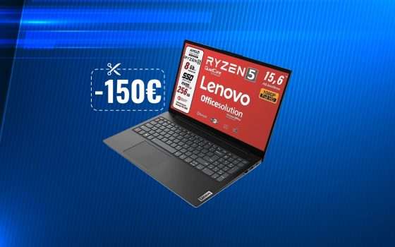 Notebook Lenovo Ryzen 5: attiva il Coupon da 150€ su Amazon