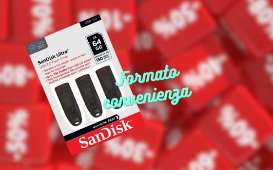 PenDrive SanDisk 64GB formato CONVENIENZA: 3 pezzi a 23€