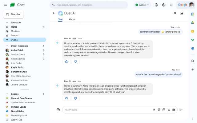 Google Chat con Duet AI