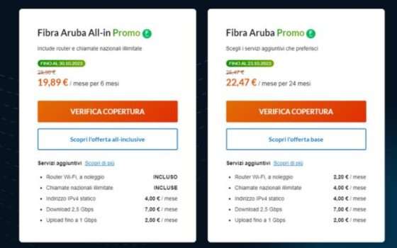 Offerte Fibra Aruba