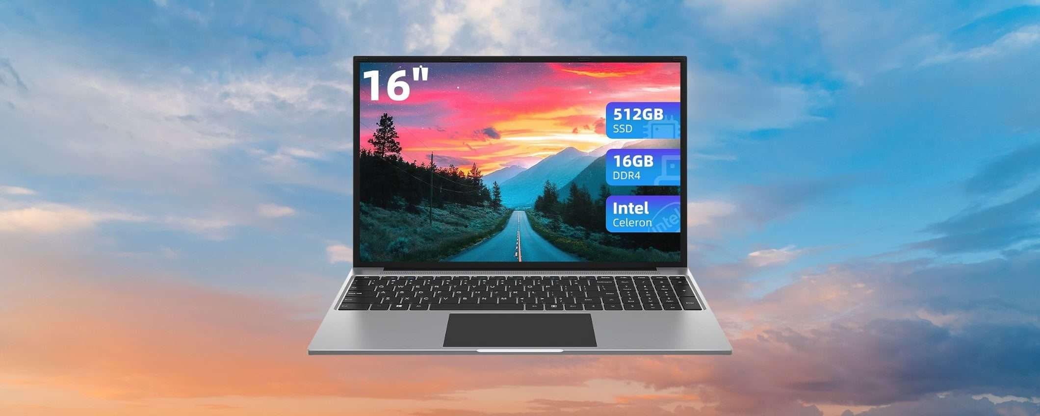 Notebook con Intel, 512GB SSD e 16GB di RAM in SUPER SCONTO su Amazon