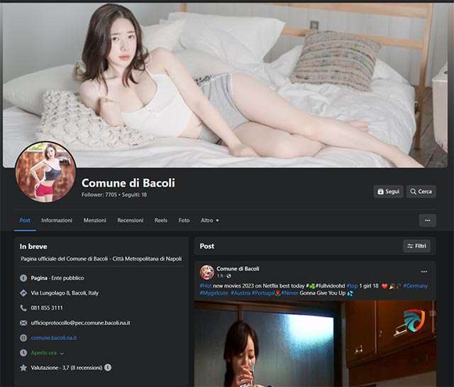 La pagina ufficiale Facebook del comune di Bacoli è stata violata