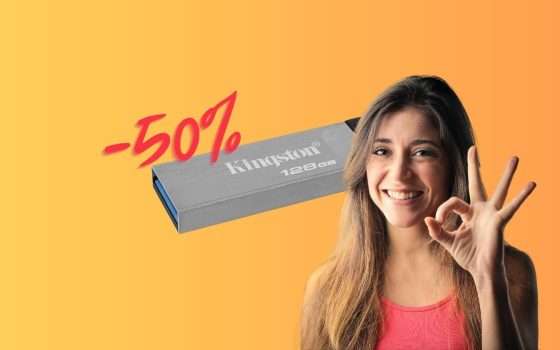 Chiavetta USB Kingston 128GB al 50% di SCONTO su Amazon