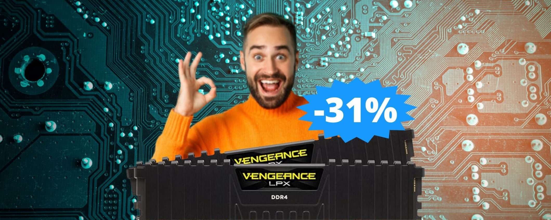 RAM Corsair Vengeance LPX in MEGA sconto su Amazon