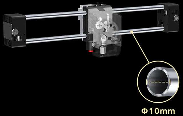 Gli assi ottici lineari di QIDI X-Max 3 in acciaio rinforzato