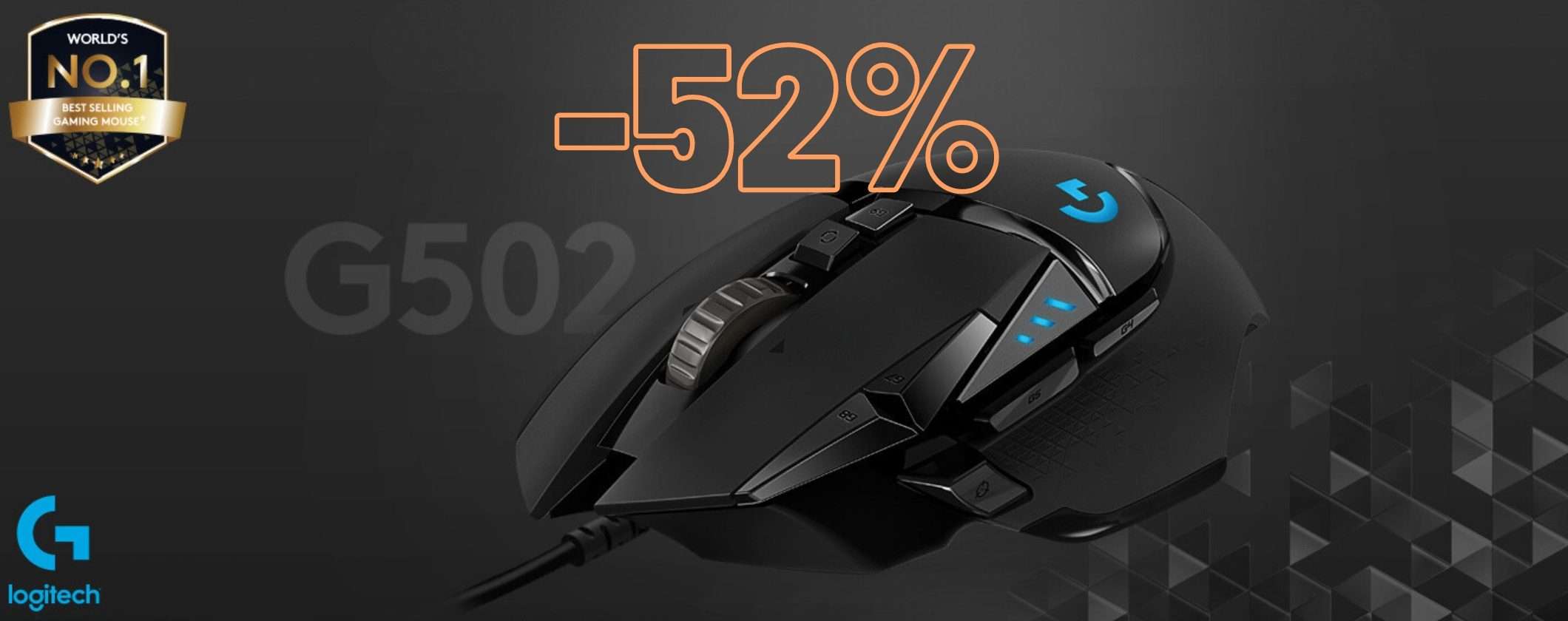 Mouse Gaming Logitech G502 HERO al 52% di SCONTO