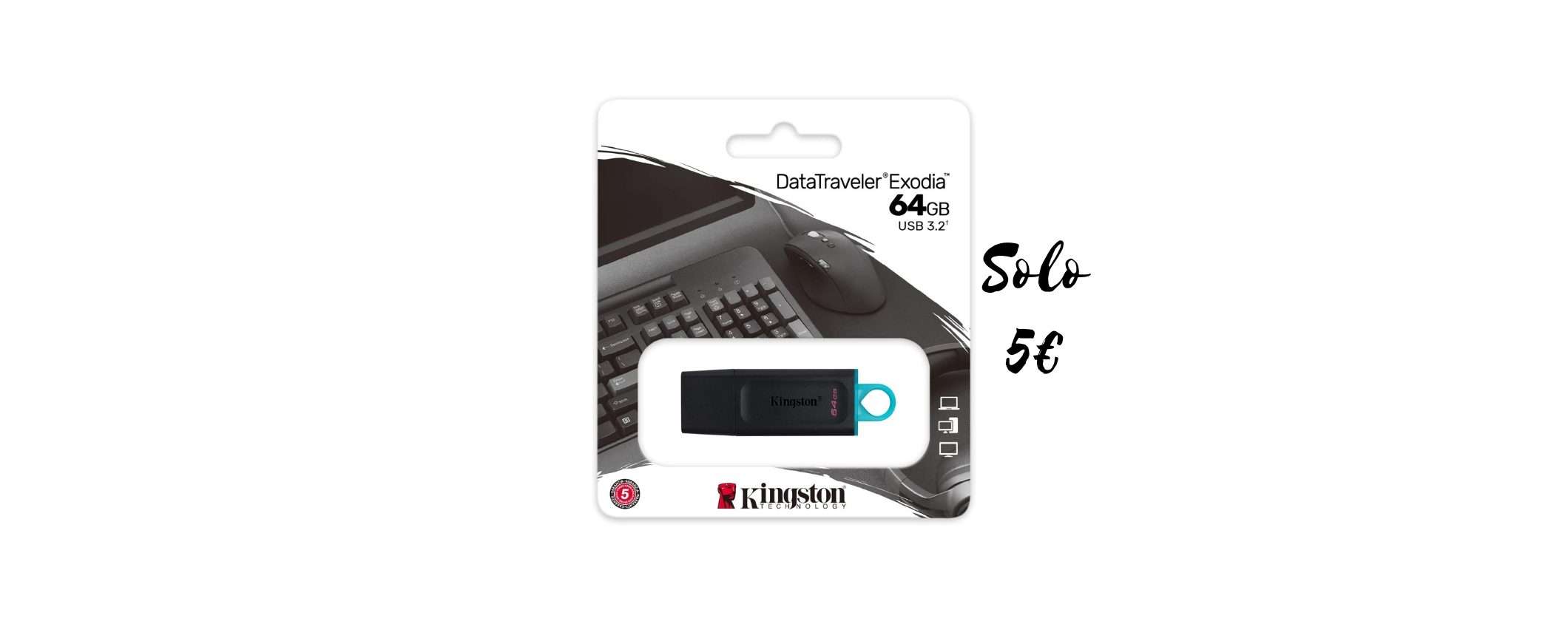 La Pen Drive Kingston 64GB torna a 5€ su Amazon