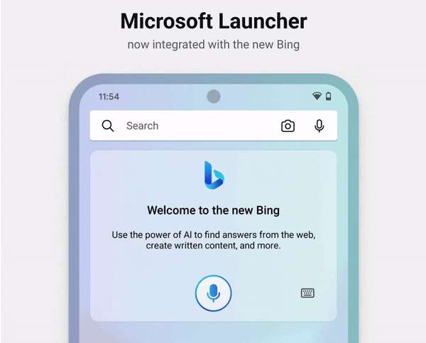 Microsoft Launcher con Bing Chat