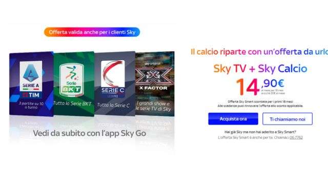 Offerta Sky TV e Sky Calcio 14 euro