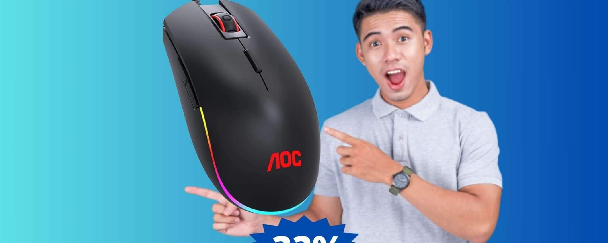 Mouse da gaming AOC GM500: MEGA sconto del 33%