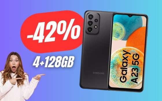 Samsung Galaxy A23 5G crolla 200€ con uno SCONTO del 42%!