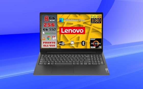 Notebook Lenovo con Ryzen 5, 8GB RAM e SSD 256GB ad OTTIMO PREZZO su Amazon