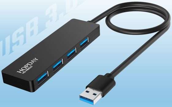 Hub USB 3.0 con quattro porte a 5€ su Amazon