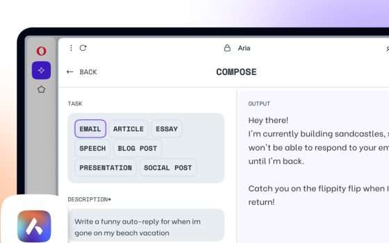 Opera One: il browser con l’intelligenza artificiale Aria