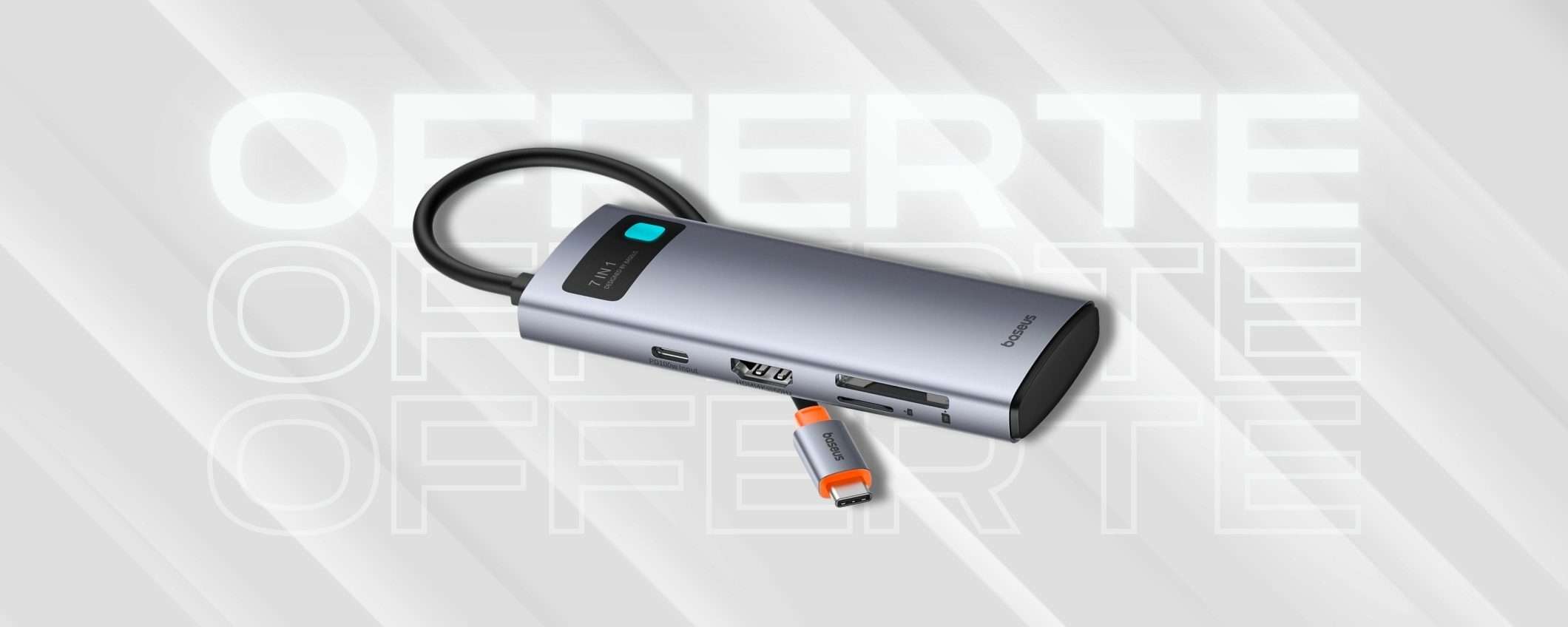 Hub USB C 7 in 1 con tanto di HDMI 4K, spesa minima resa MASSIMA