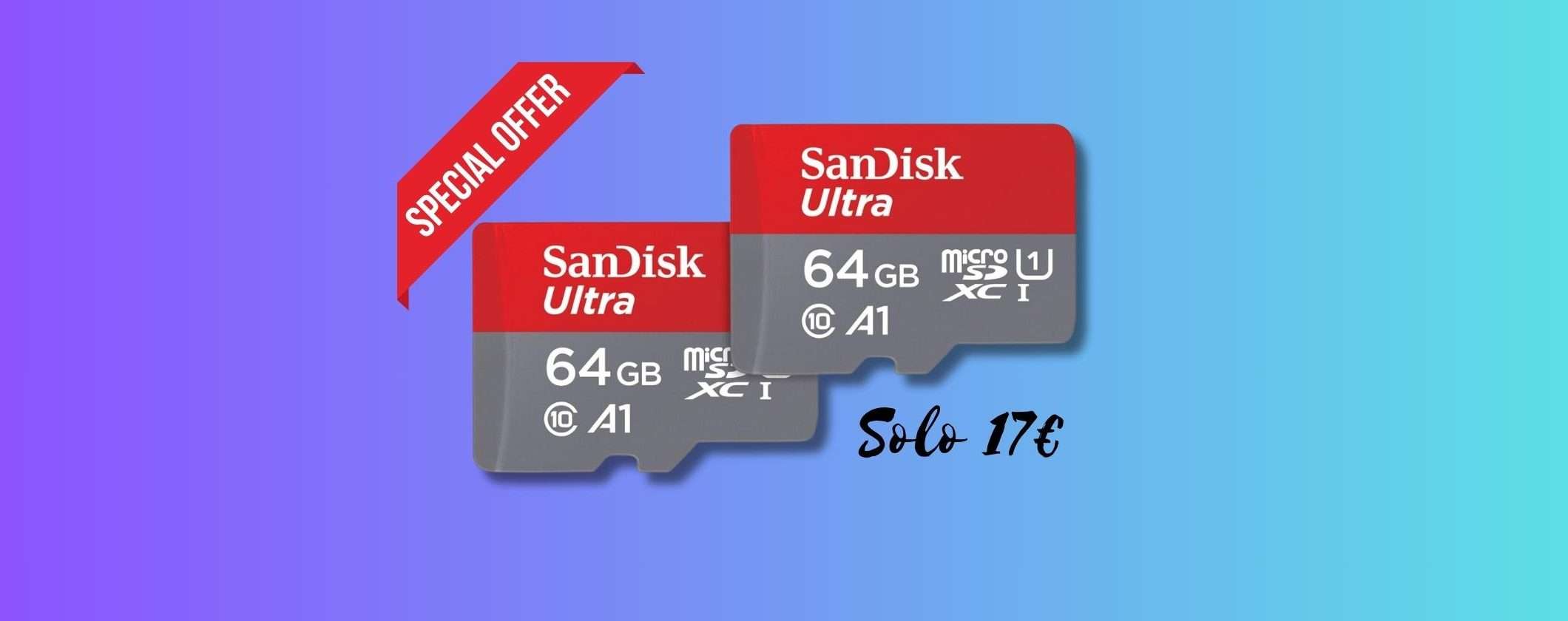 2 MicroSD SanDisk 64GB in REGALO a soli 17€