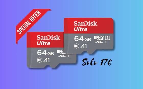 2 MicroSD SanDisk 64GB in REGALO a soli 17€