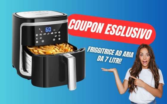 La Friggitrice ad Aria XXL da 7 Litri CROLLA grazie al COUPON ESCLUSIVO!