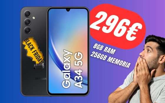 Lo smartphone Samsung Galaxy A34 con 8GB RAM e 256GB di memoria CROLLA del -37% su Amazon!