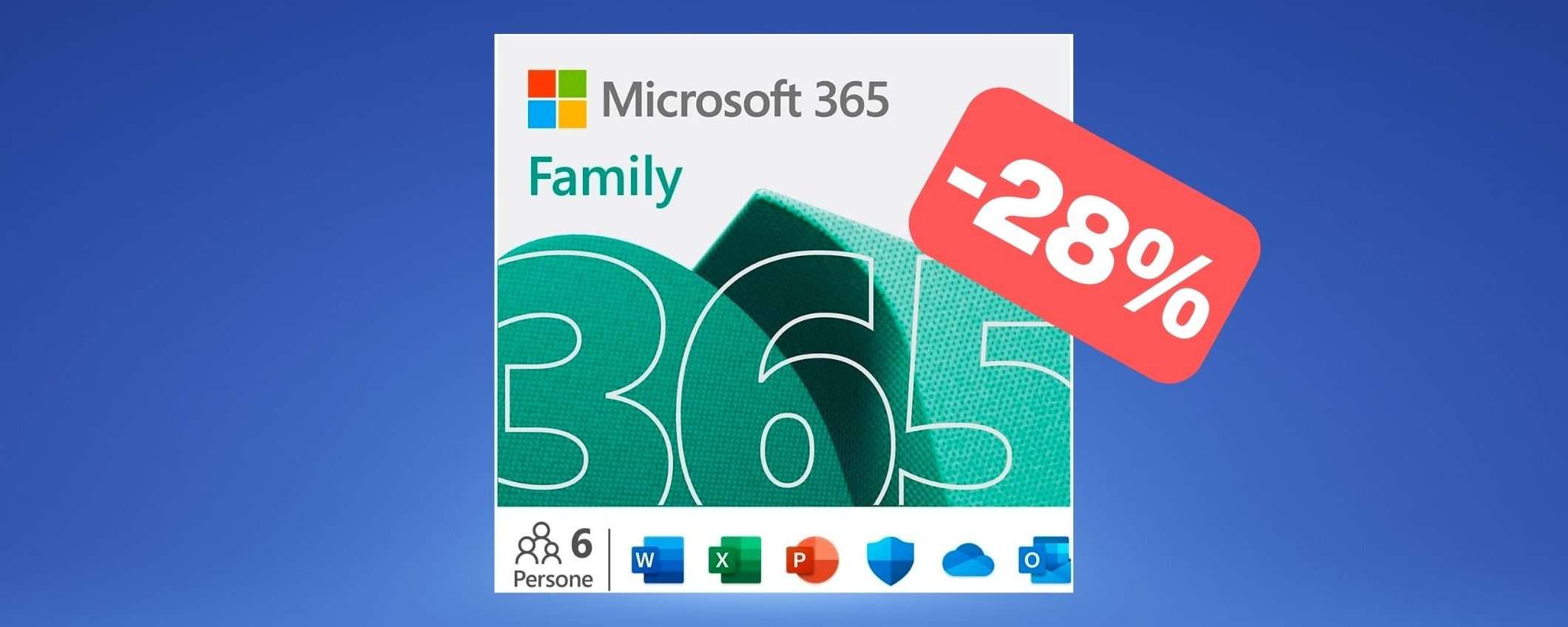 Microsoft 365 Family: la licenza per 6 persone è in SCONTO su Amazon (-28%)