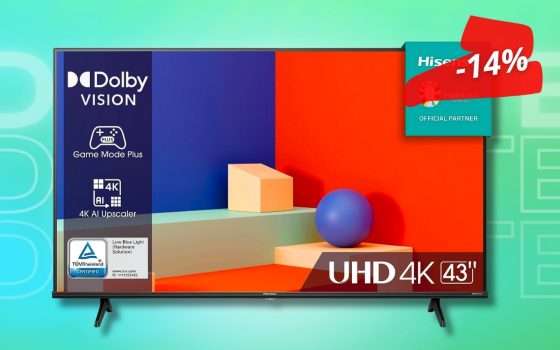 SMART TV 43 pollici firmata Hisense, qualità 4K a meno di 300€