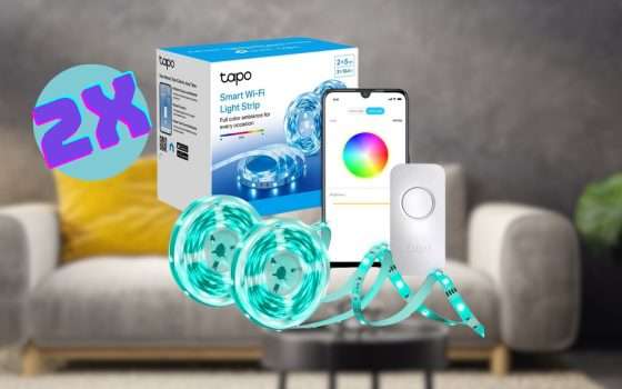 2 Strisce Led Smart Tapo multicolore al 34% di sconto su Amazon