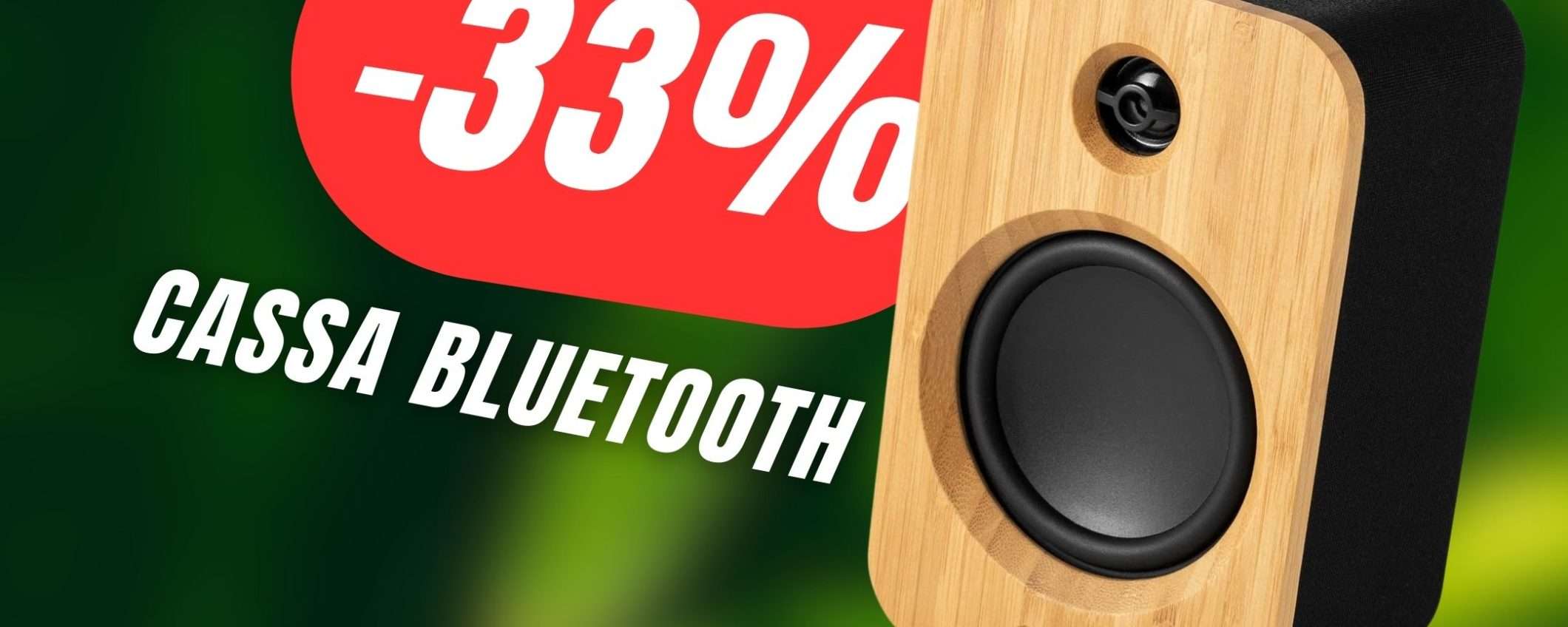 La fantastica Cassa Bluetooth in legno CROLLA del 33%!