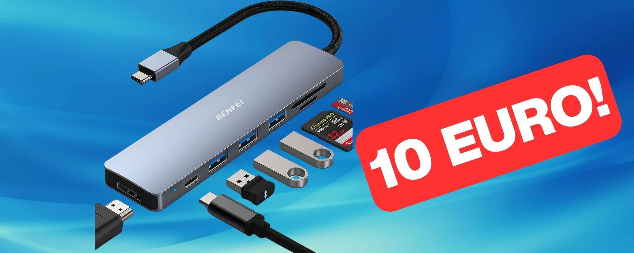 Hub USB 7-in-1 in offerta Amazon: ti bastano solo 10 euro