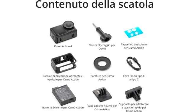 DJI Osmo Action 4 contenuto scatola