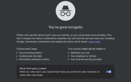 Schermata Incognito Chrome Canary