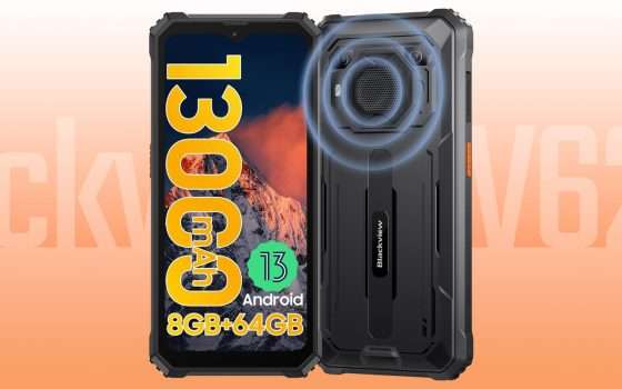 Smartphone rugged da 13000 mAh: DOPPIO SCONTO su Amazon