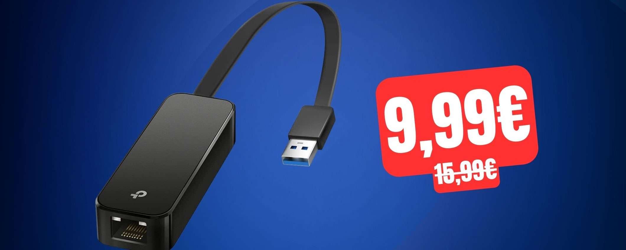 Solo 9,99€ per questo adattatore di rete USB-Ethernet su Amazon