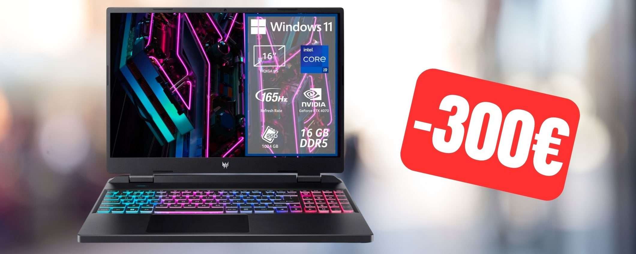 Notebook da gaming (i9, 16GB RAM, SSD 1TB e RTX 4070) in SUPER SCONTO