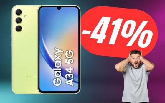 FOLLE SCONTO del 41% sul Samsung Galaxy A34 5G: risparmierai 194€!