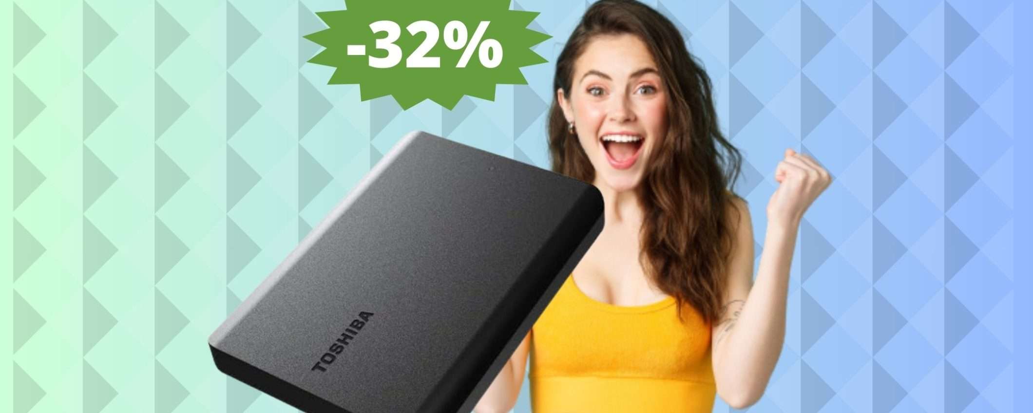 HDD Toshiba Basics da 2TB: MEGA sconto del 32% su Amazon