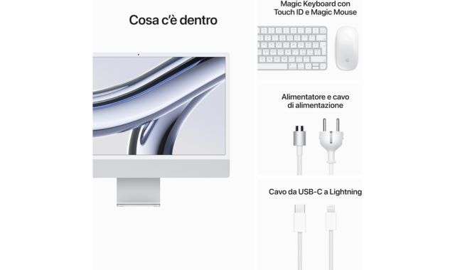 iMac 2023 con M3 contenuti confezione