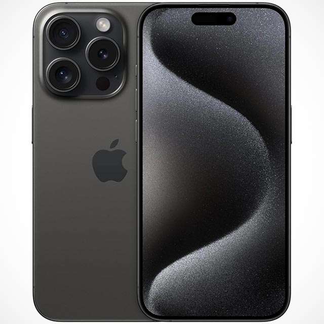 Lo smartphone iPhone 15 Pro nella colorazione Titanio nero