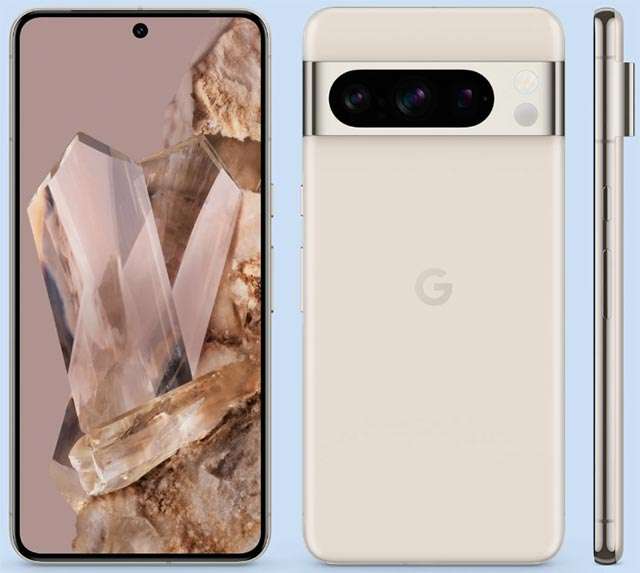 Lo smartphone Pixel 8 Pro di Google nella colorazione Grigio creta