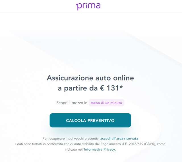 Rinnovo RC Auto risparmia con Prima premio annuale a partire da