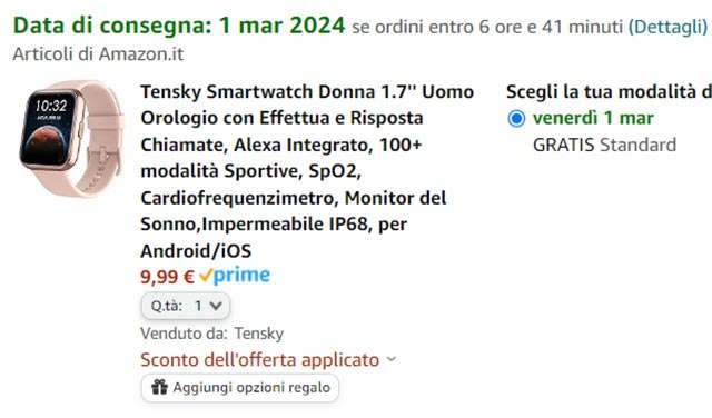 Lo smartwatch in offerta lampo a 9,99 euro