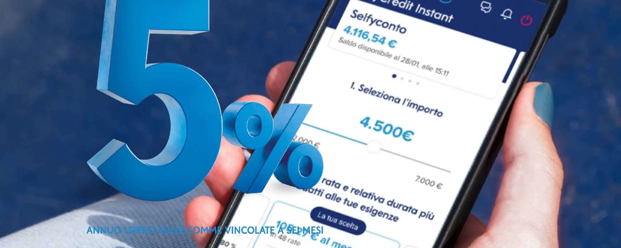 SelfyConto: accredita lo stipendio e ottieni il 5% sulle somme vincolate