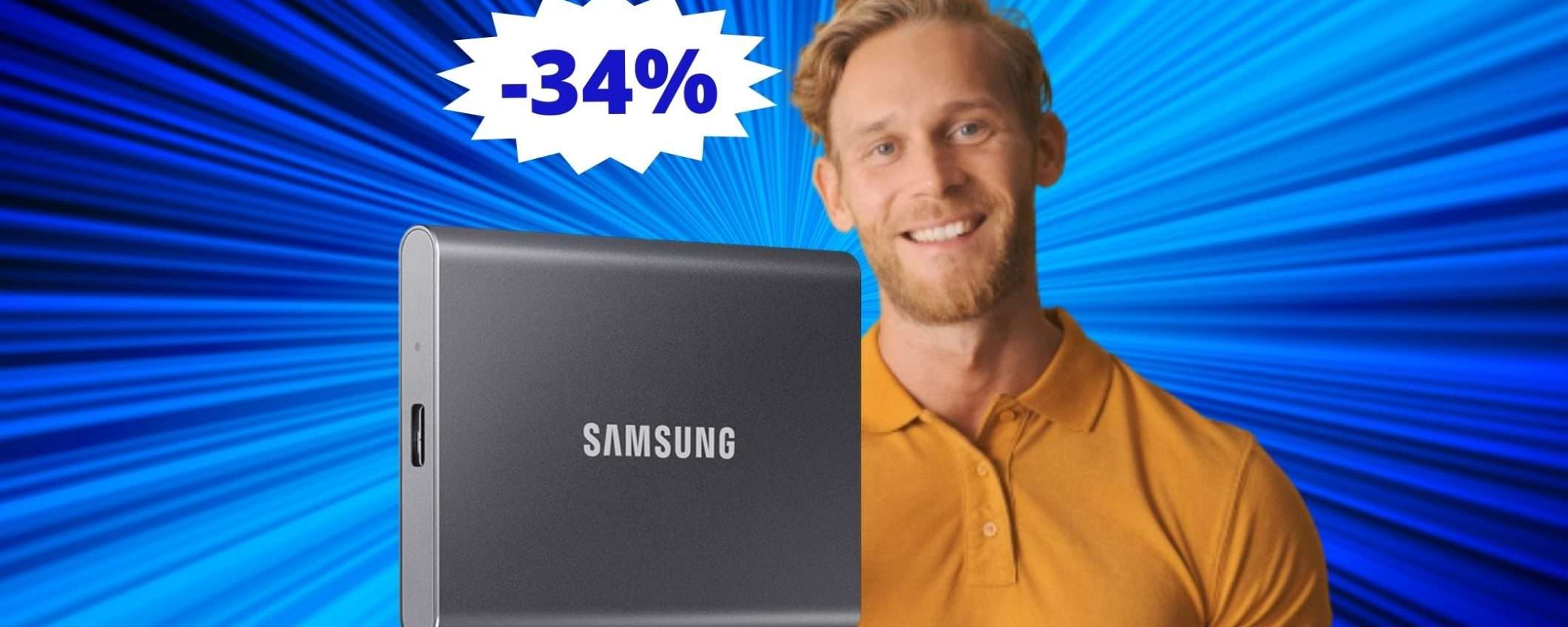 SSD Samsung T7: sconto IRRESISTIBILE del 34% su Amazon