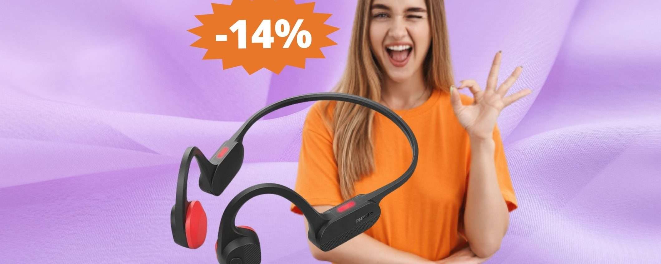 Cuffie sportive PHILIPS: sconto IRRESISTIBILE del 14%