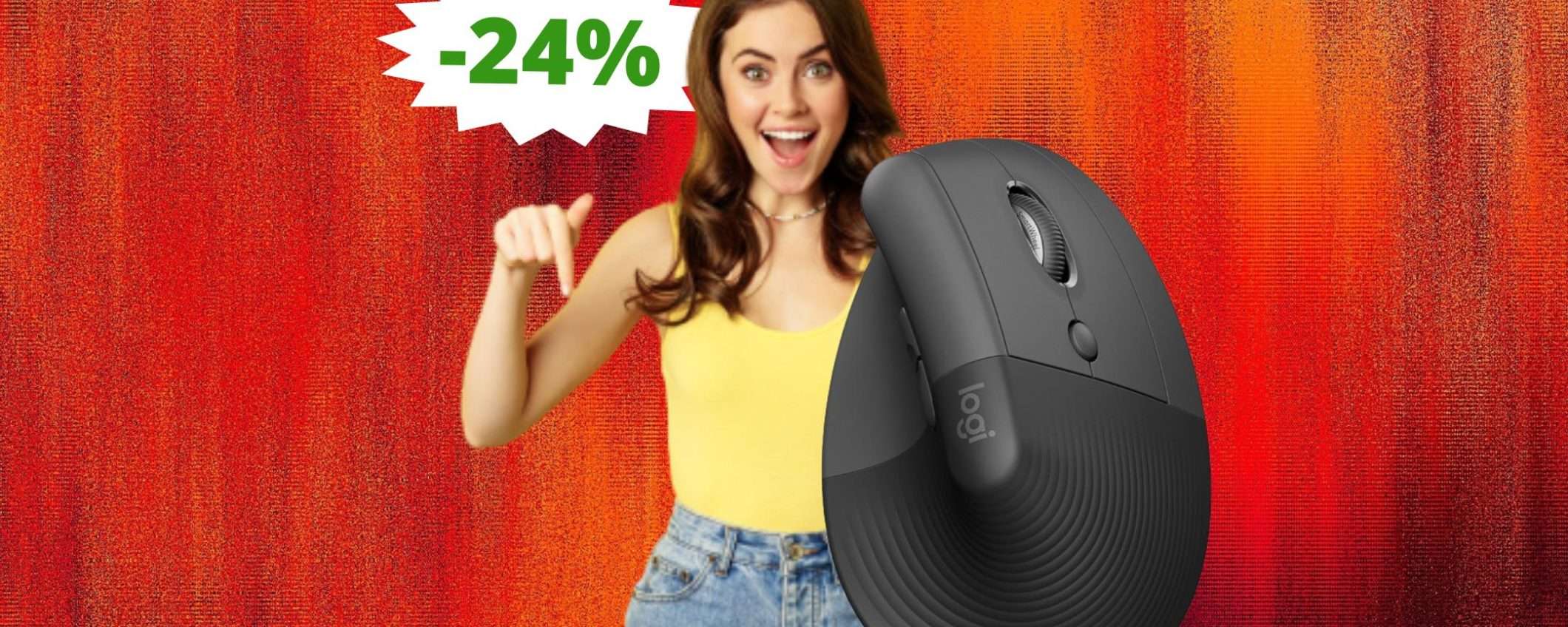 Mouse Logitech Lift: prevenzione e comfort su Amazon (-24%)