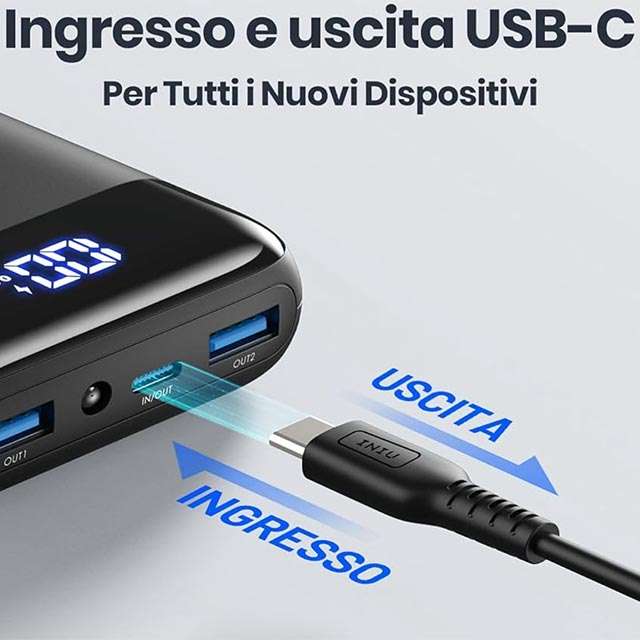 Il powerbank da 20.000 mAh di INUI ha ingresso e uscita USB-C