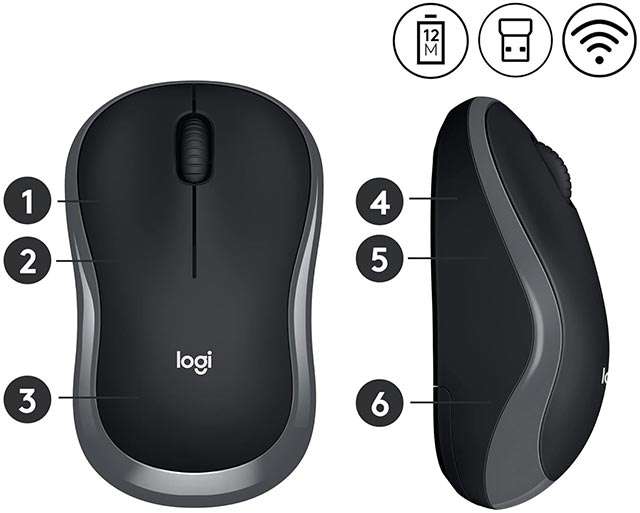 I pulsanti del mouse wireless Logitech M185