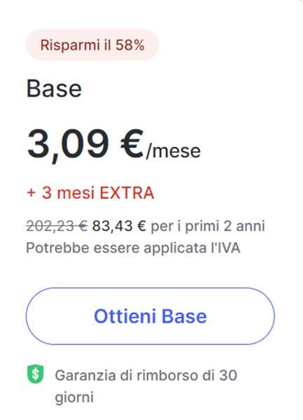 nordvpn piano base a 3,09 euro al mese