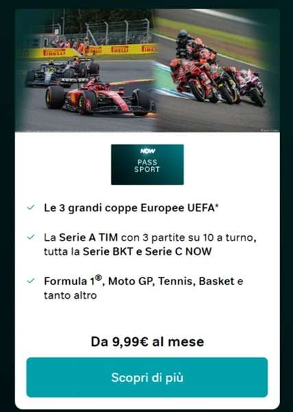 now pass sport offerta