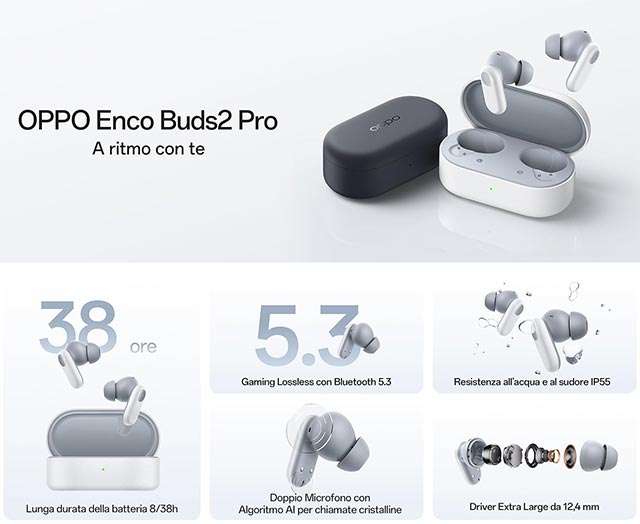 Gli auricolari wireless OPPO Enco Buds2 Pro